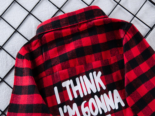 Blusa Infantil a Cuadros Rojo con Estampado de Letras - Image 15