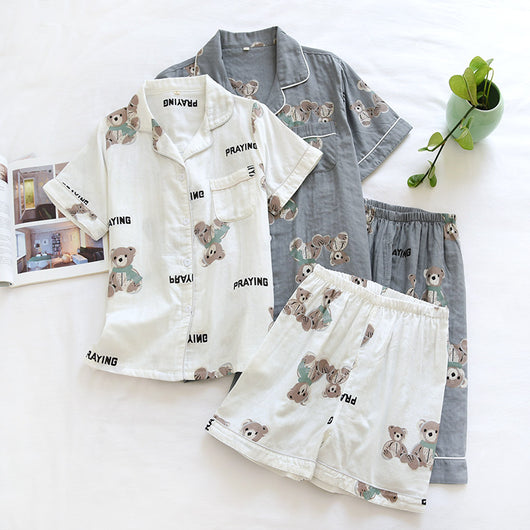 Pijama Corto para Parejas - Conjunto de Casa Cómodo para Primavera y Otoño - Image 8
