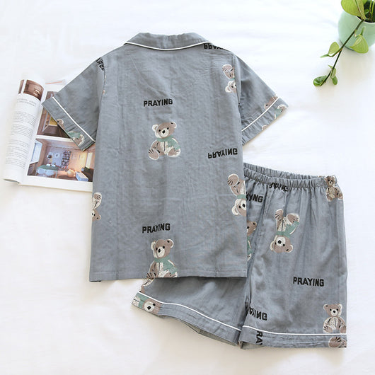 Pijama Corto para Parejas - Conjunto de Casa Cómodo para Primavera y Otoño - Image 12