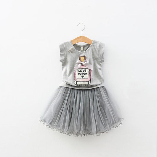 Conjunto Infantil Falda Tul con Blusa Botella de Perfume - Image 4