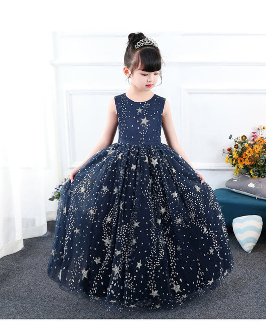 Vestido Princesa Azul Estrellado para Niña - Image 9