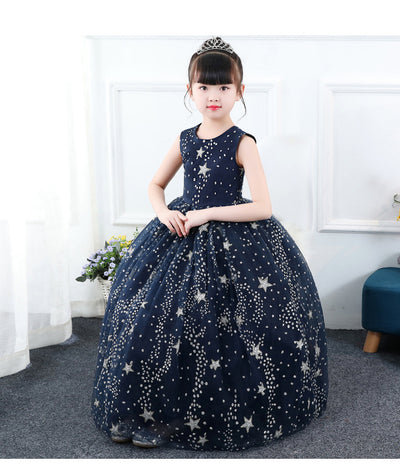 Vestido Princesa Azul Estrellado para Niña - Image 11