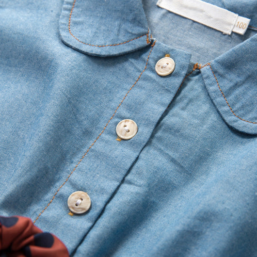 Vestido Infantil Denim con Panel de Malla - Falda de Moda - Image 16