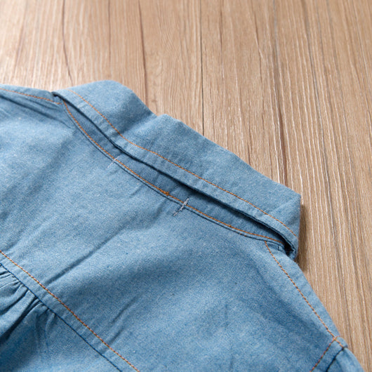 Vestido Infantil Denim con Panel de Malla - Falda de Moda - Image 20