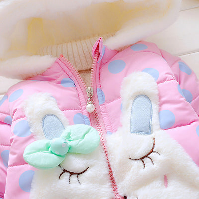 Abrigo Acolchado para Niñas con Estampado de Conejitos y Lunares - Image 7
