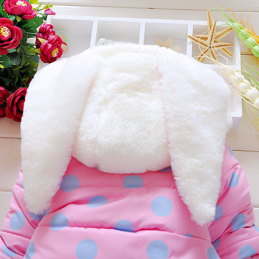 Abrigo Acolchado para Niñas con Estampado de Conejitos y Lunares - Image 8