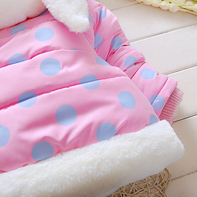 Abrigo Acolchado para Niñas con Estampado de Conejitos y Lunares - Image 9