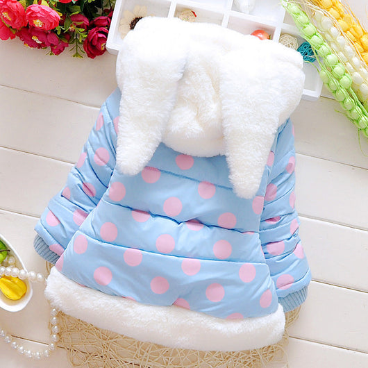 Abrigo Acolchado para Niñas con Estampado de Conejitos y Lunares - Image 12
