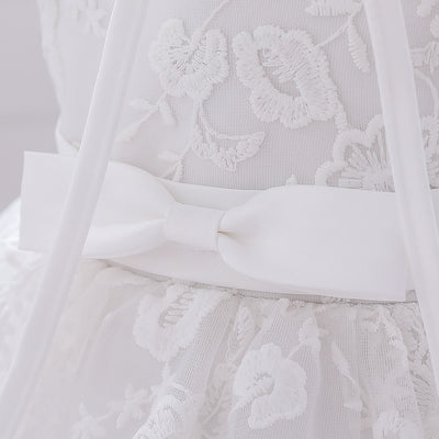 Vestido de Princesa Blanco Infantil con Encaje para Bodas - Image 11