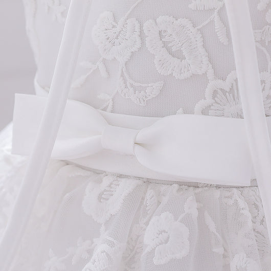 Vestido de Princesa Blanco Infantil con Encaje para Bodas - Image 11