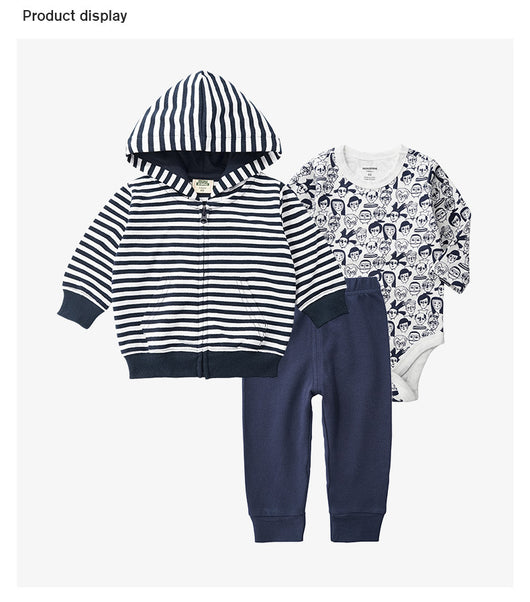 Conjunto de Tres Piezas de Algodón para Bebé con Cardigan con Capucha - Image 8