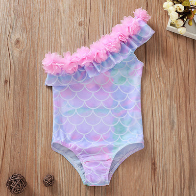 Traje de baño una pieza para niña con estampado de escamas de pez - Image 6