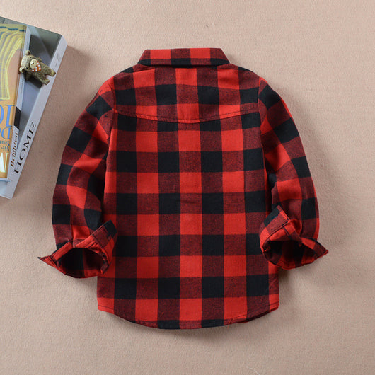 Camisa Cuadriculada Infantil de Algodón para Niños y Niñas - Image 4