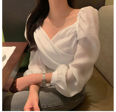 Blusa Elegante de Estilo Francés con Mangas Abullonadas - Image 12