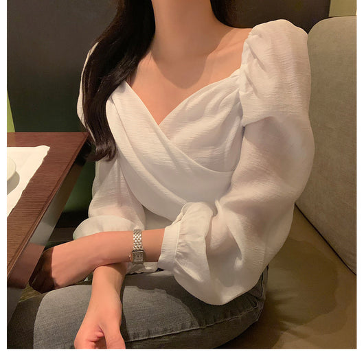 Blusa Elegante de Estilo Francés con Mangas Abullonadas - Image 12