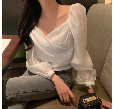 Blusa Elegante de Estilo Francés con Mangas Abullonadas - Image 13