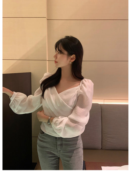 Blusa Elegante de Estilo Francés con Mangas Abullonadas - Image 15