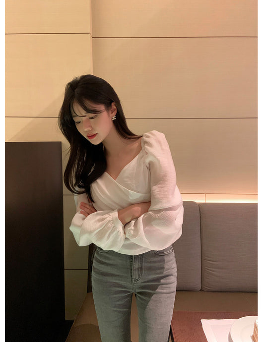 Blusa Elegante de Estilo Francés con Mangas Abullonadas - Image 16