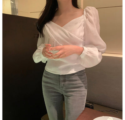 Blusa Elegante de Estilo Francés con Mangas Abullonadas - Image 17