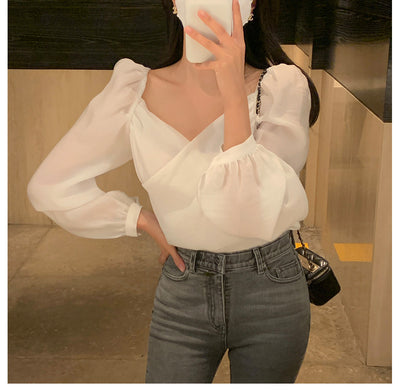 Blusa Elegante de Estilo Francés con Mangas Abullonadas - Image 22