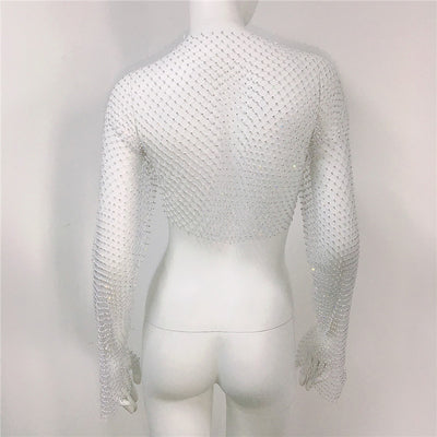 Blusa Transparente de Malla con Cuello Redondo y Manga Larga - Image 14
