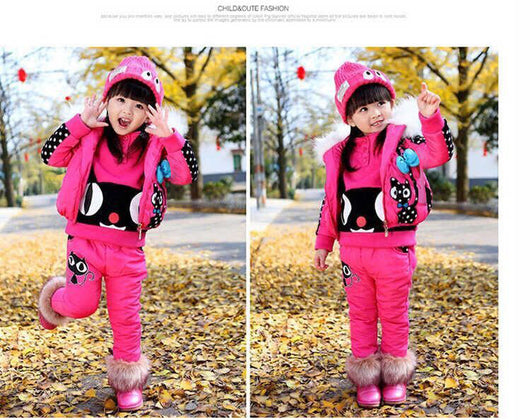 Conjunto Invernal de Tres Piezas para Niñas - Suéter y Traje de Terciopelo Acolchado - Image 15