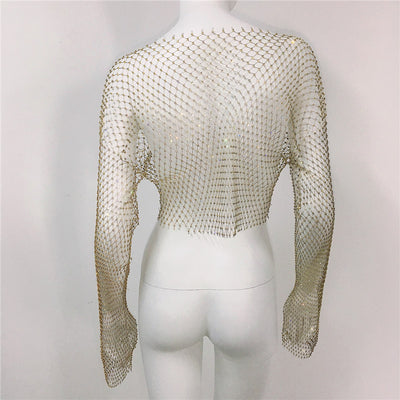 Blusa Transparente de Malla con Cuello Redondo y Manga Larga - Image 20