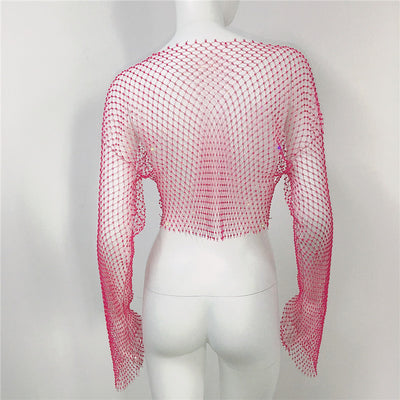 Blusa Transparente de Malla con Cuello Redondo y Manga Larga - Image 26