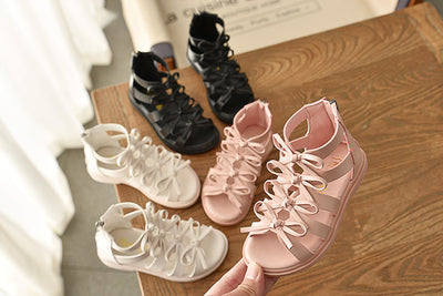 Sandalias Romanas de Cuero Suave para Niñas - Comodidad de Verano - Image 4