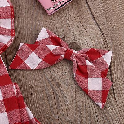 Conjunto de Dos Piezas a Cuadros Rojos con Moño - Image 7
