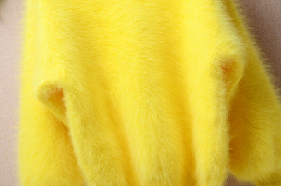 Suéter Holgado de Terciopelo Mink con Cuello Redondo y Mangas Linterna para Mujer - Image 16