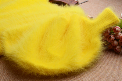 Suéter Holgado de Terciopelo Mink con Cuello Redondo y Mangas Linterna para Mujer - Image 25