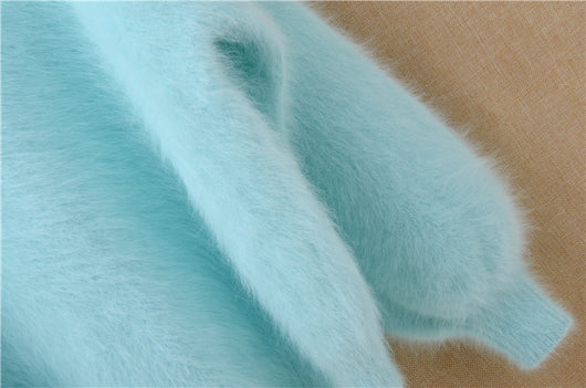 Suéter Holgado de Terciopelo Mink con Cuello Redondo y Mangas Linterna para Mujer - Image 32
