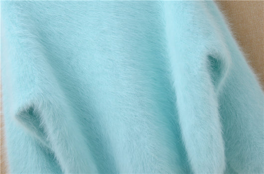 Suéter Holgado de Terciopelo Mink con Cuello Redondo y Mangas Linterna para Mujer - Image 33