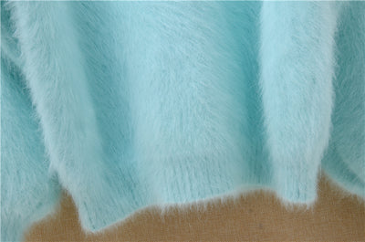 Suéter Holgado de Terciopelo Mink con Cuello Redondo y Mangas Linterna para Mujer - Image 35