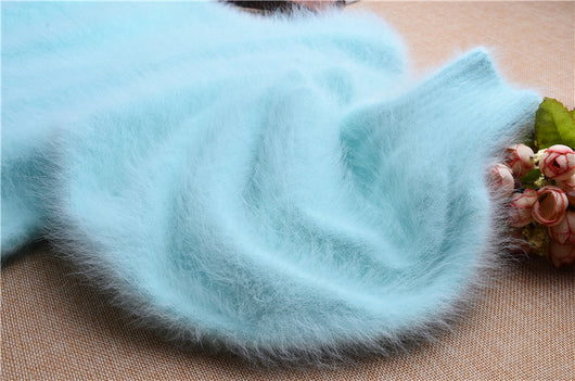 Suéter Holgado de Terciopelo Mink con Cuello Redondo y Mangas Linterna para Mujer - Image 46