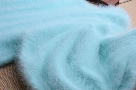 Suéter Holgado de Terciopelo Mink con Cuello Redondo y Mangas Linterna para Mujer - Image 47