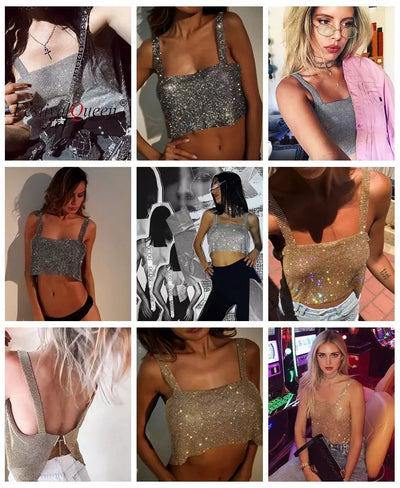 Top Crop Brillante con Diamantes y Lentejuelas para Fiestas - Image 8