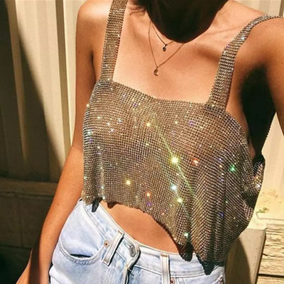 Top Crop Brillante con Diamantes y Lentejuelas para Fiestas - Image 10