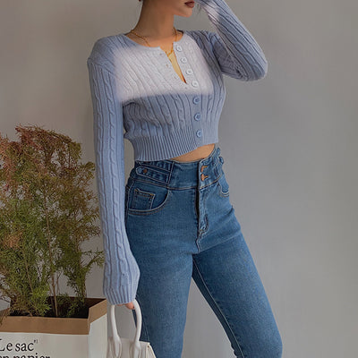 Cardigan Retro de Cintura Alta y Manga Larga - Estilo Europeo y Americano - Image 8