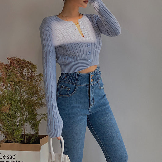 Cardigan Retro de Cintura Alta y Manga Larga - Estilo Europeo y Americano - Image 8