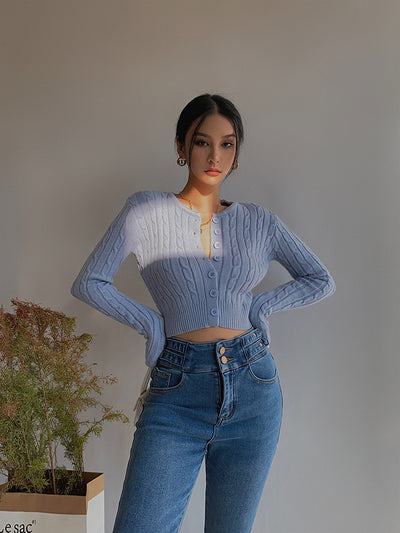 Cardigan Retro de Cintura Alta y Manga Larga - Estilo Europeo y Americano - Image 9