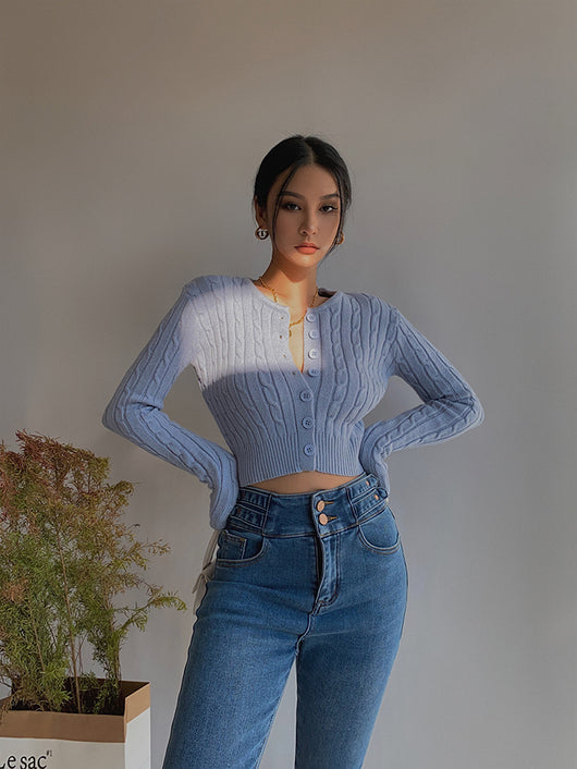 Cardigan Retro de Cintura Alta y Manga Larga - Estilo Europeo y Americano - Image 9