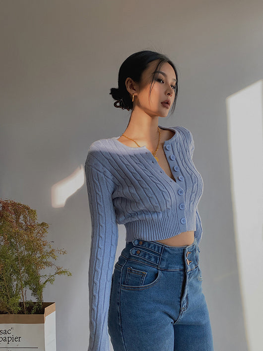 Cardigan Retro de Cintura Alta y Manga Larga - Estilo Europeo y Americano - Image 10