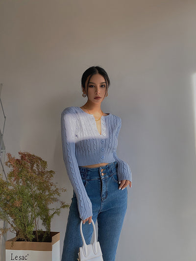 Cardigan Retro de Cintura Alta y Manga Larga - Estilo Europeo y Americano - Image 11