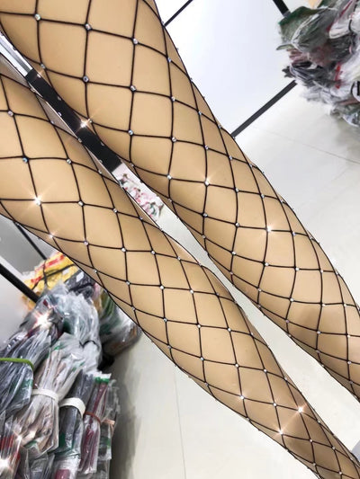 Pantalones Brillantes de Diamante con Calcetines de Malla para Fiesta - Image 9