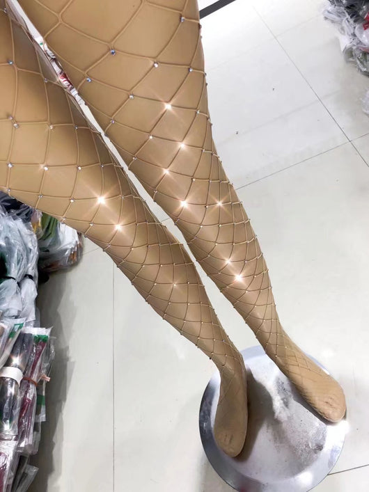 Pantalones Brillantes de Diamante con Calcetines de Malla para Fiesta - Image 12
