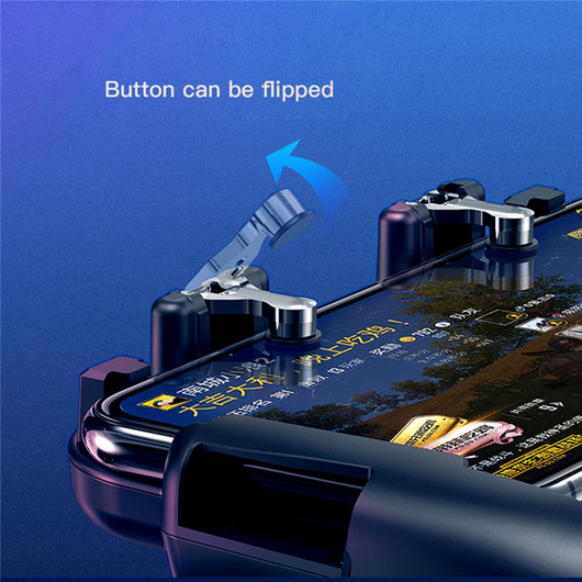 Black mobile gaming controller with a smartphone, featuring shoulder triggers and a glowing blue cooling fan. - Image 25