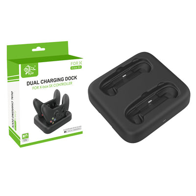 Black dual charging dock for Xbox Series S/X wireless controllers, featuring two dedicated charging slots. - Image 10