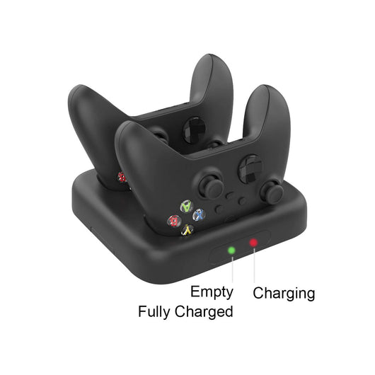 Black dual charging dock for Xbox Series S/X wireless controllers, featuring two dedicated charging slots. - Image 11